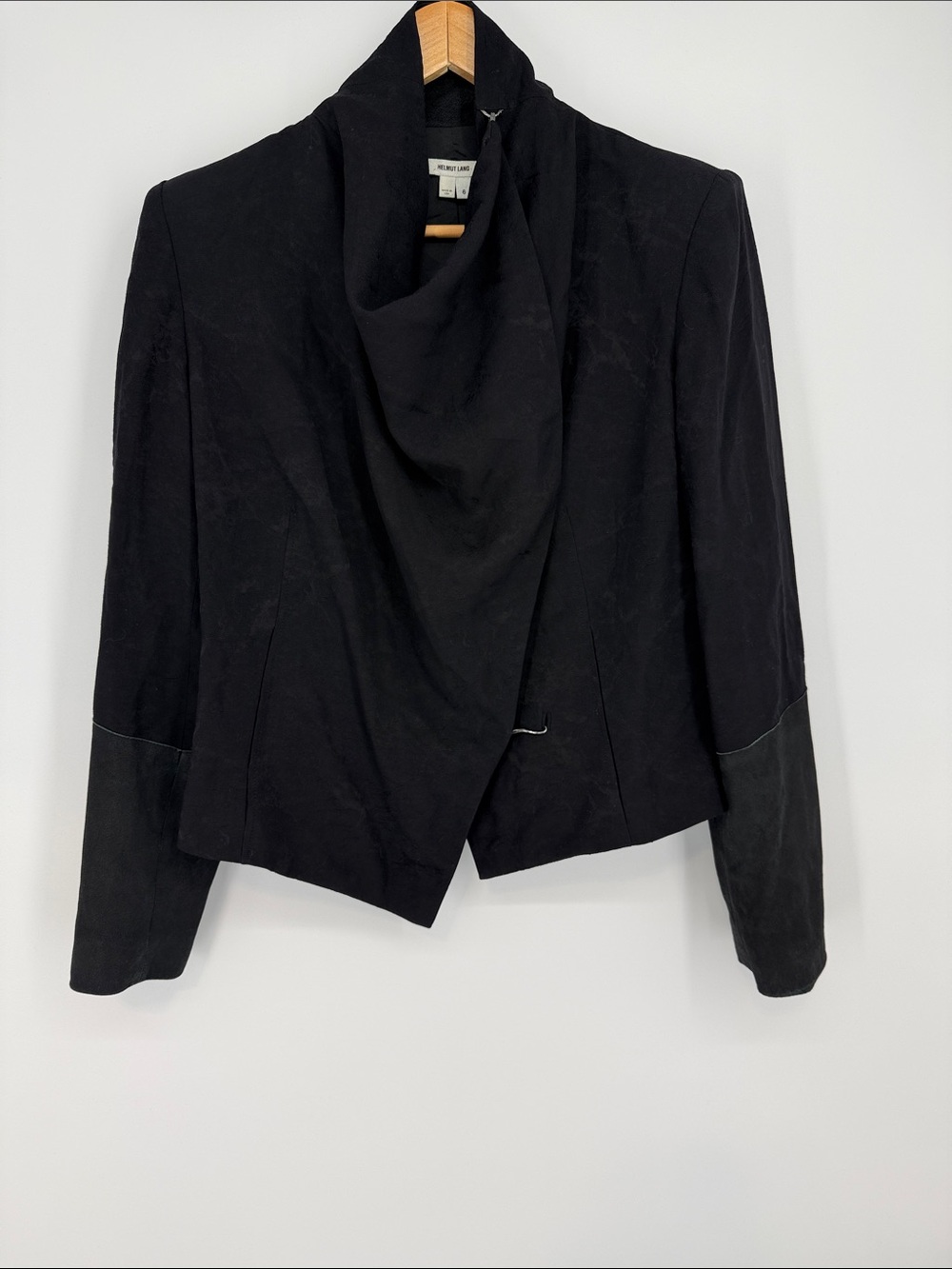 Helmut Lang Black Draped Collar Blazer Jacket